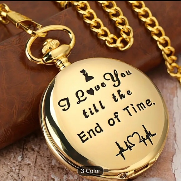 Gold  Engraved Pocket Watch - Picture 3 of 5